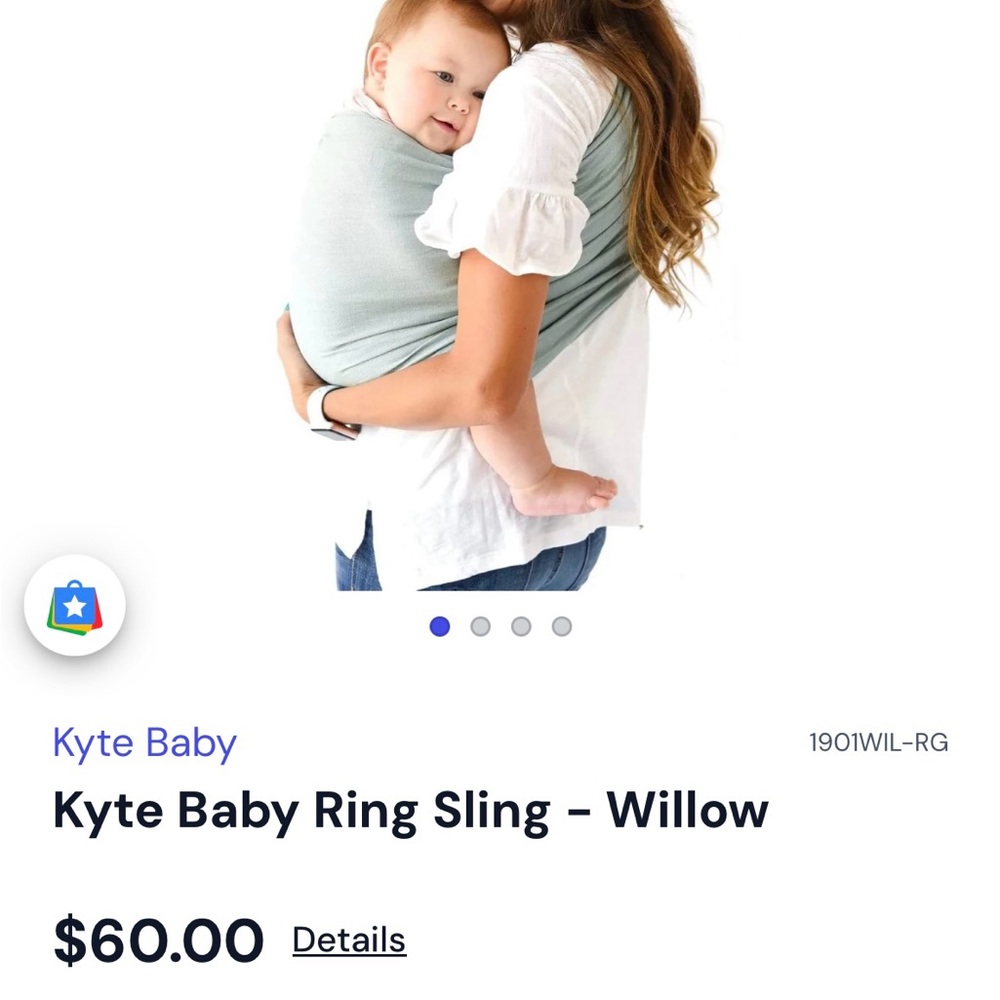 Kyte Baby Linen Ring Sling in Willow - Picture 3 of 6